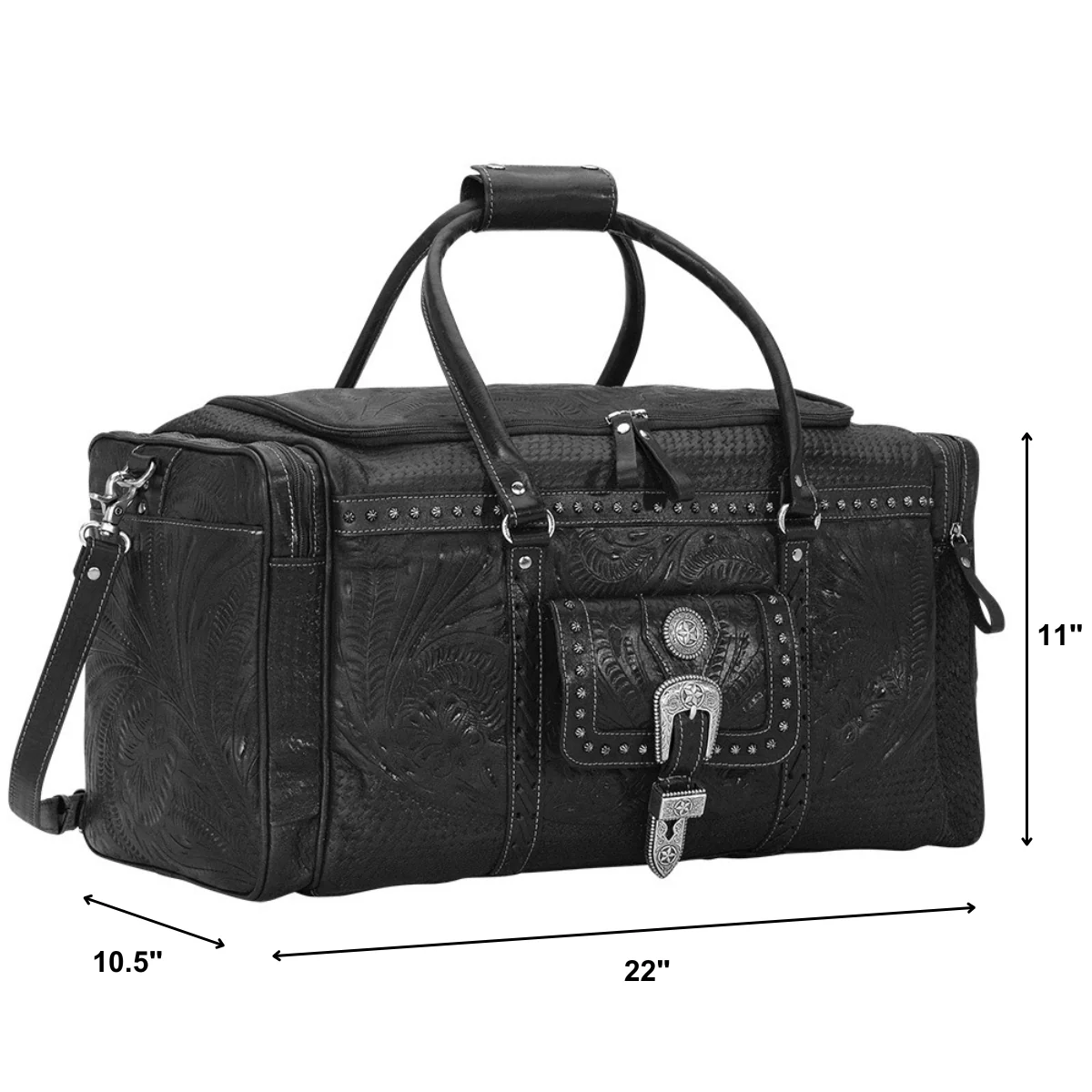 American West Classic Travel Zip Around Duffle Bag With Front Pouch And Side Zipper Pockets - Image 8