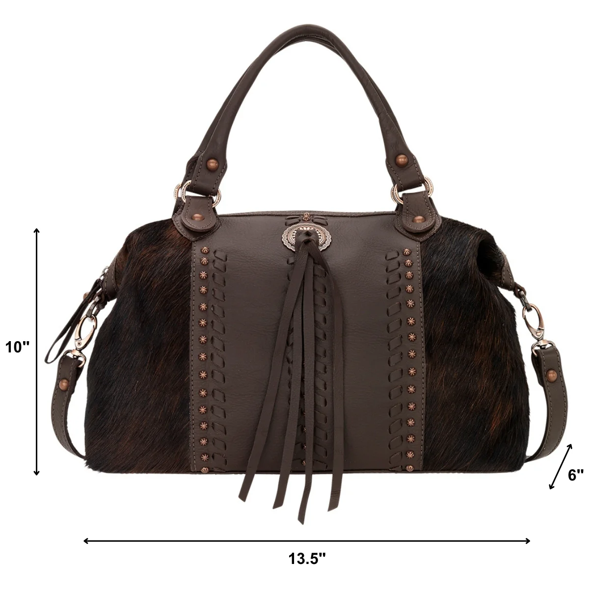 American West Cow Town Large Zip Top Convertible Satchel with Conceal Carry Pocket on Back - Image 7