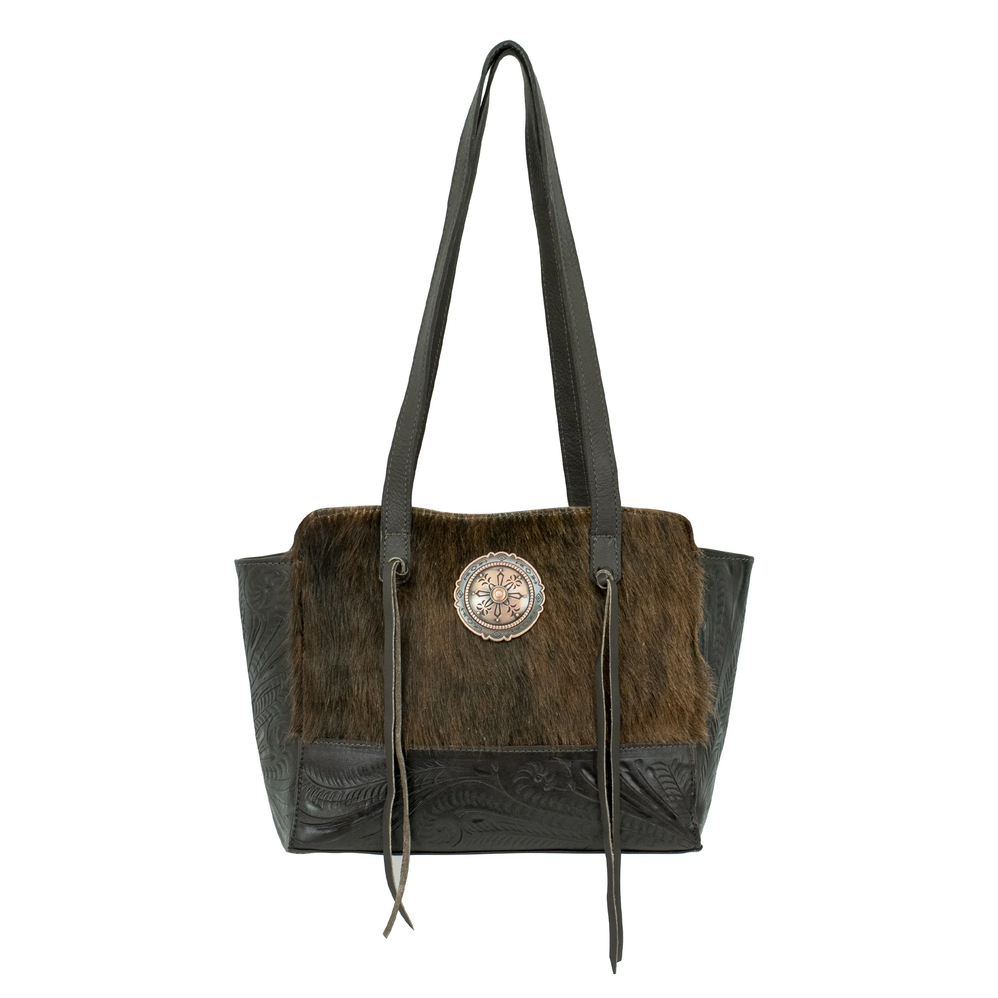 American West Cow Town Zip Top Tote with Conceal Carry Pocket on Back - Image 9