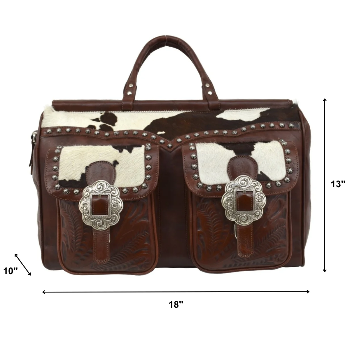 American West Cowtown Zip-Top Duffel Bag with Hair-On Hide - Image 8