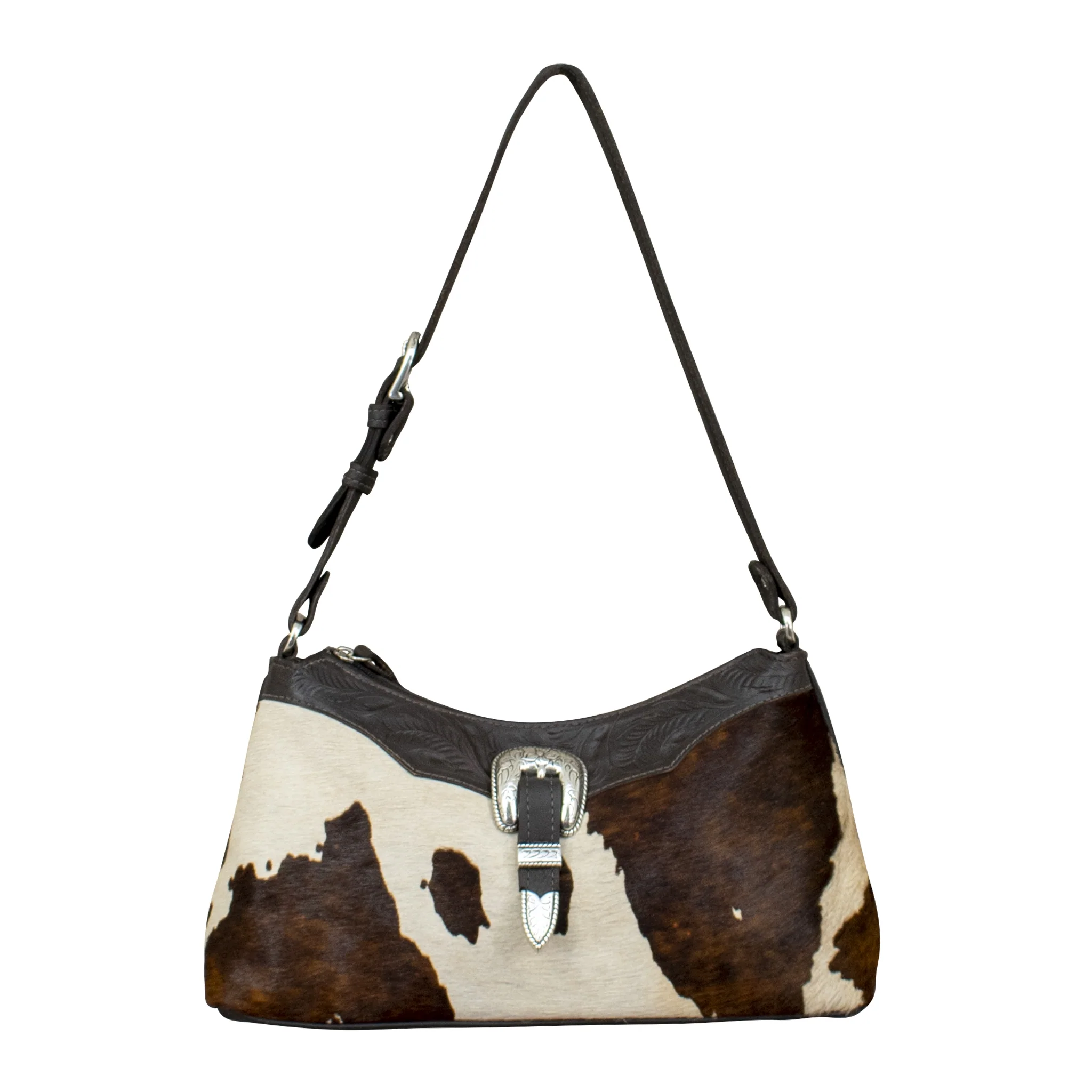 American West Cowtown Zip-Top Shoulder Bag with Hair-On Hide - Image 7
