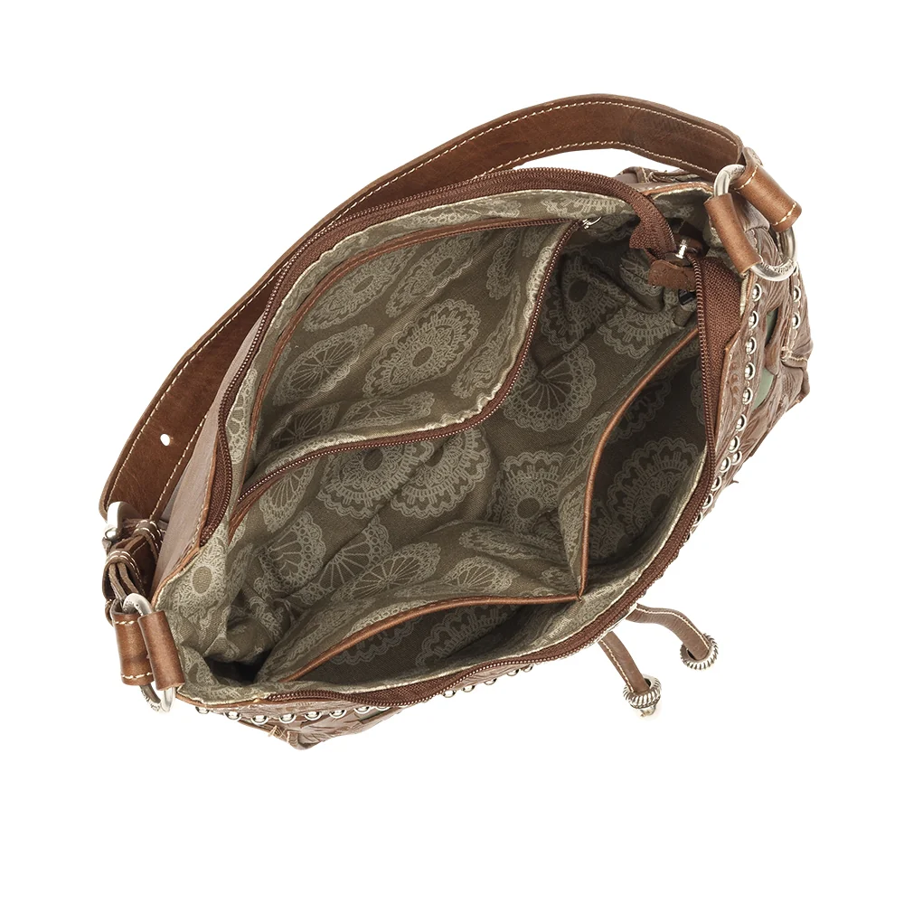 American West Lady Lace Zip Top Everyday Hobo With 2 Side Pockets - Image 4