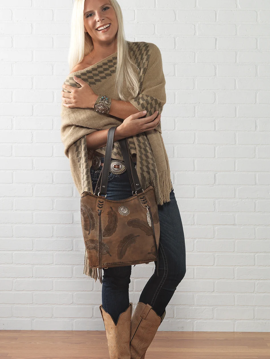 American West Sacred Bird Zip Top Bucket Tote - Image 3