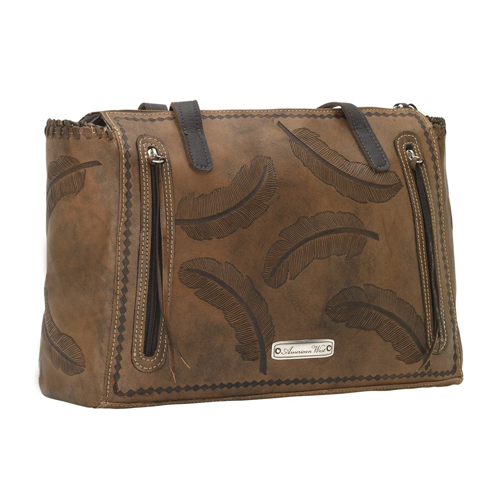 American West Sacred Bird Zip Top Tote with Conceal Carry Pocket on Back - Image 4