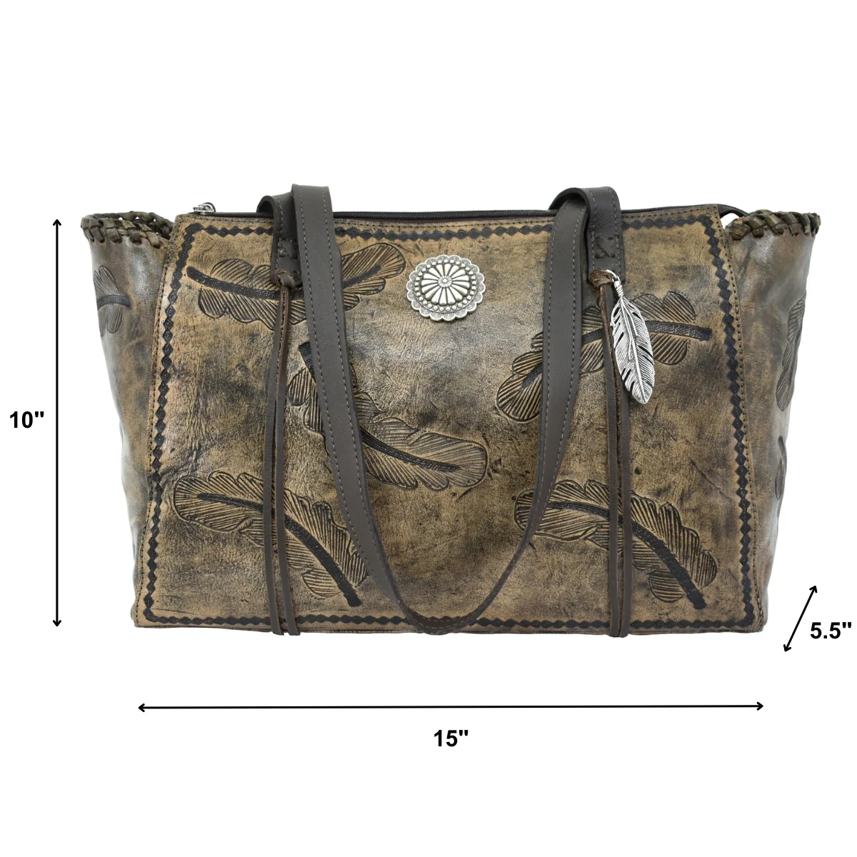 American West Sacred Bird Zip Top Tote with Conceal Carry Pocket on Back - Image 7