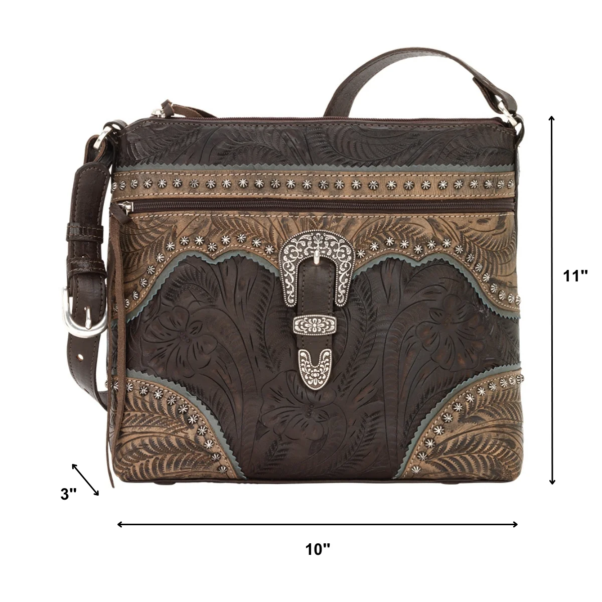 American West Saddle Ridge Zip Top Shoulder Bag - Image 13