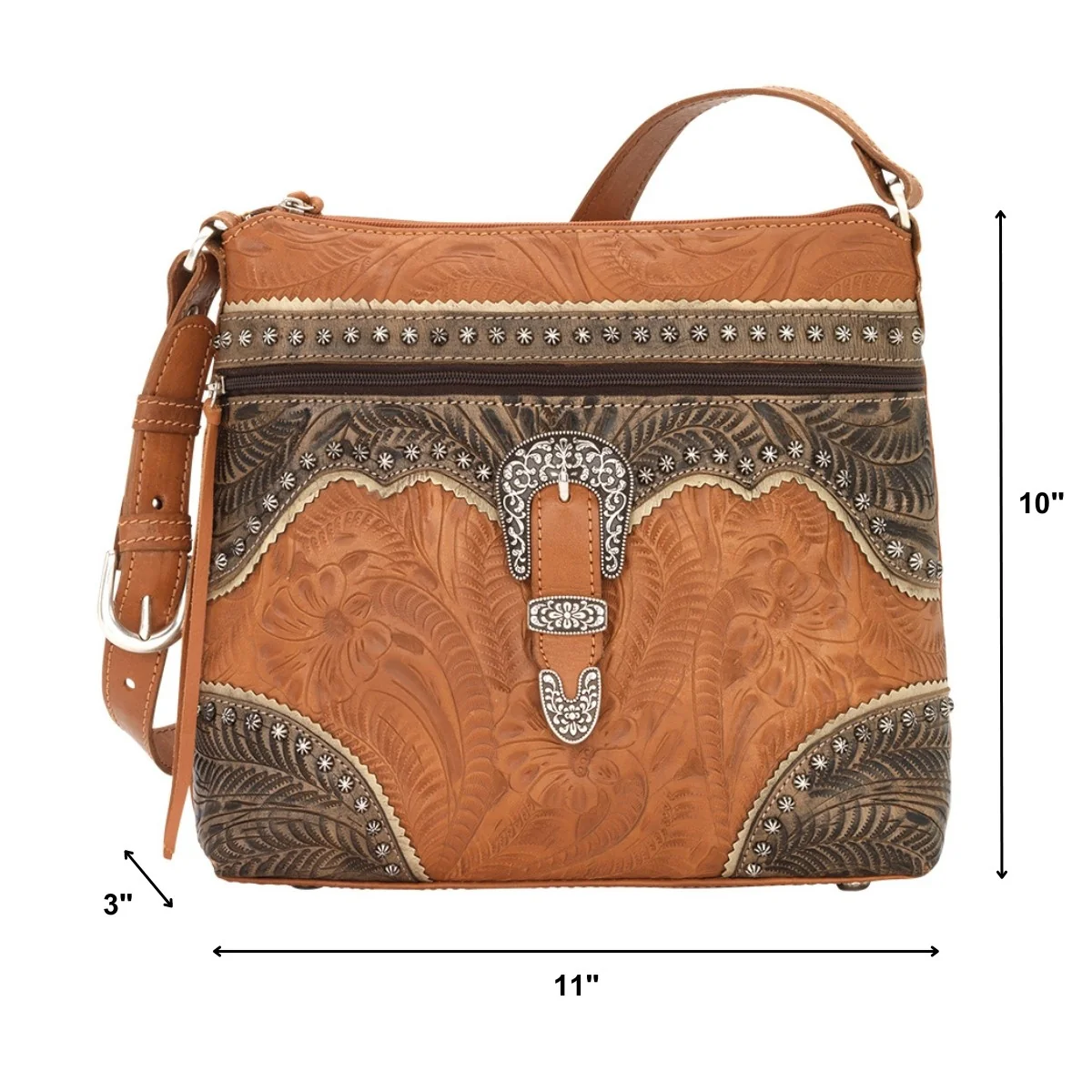 American West Saddle Ridge Zip Top Shoulder Bag - Image 8