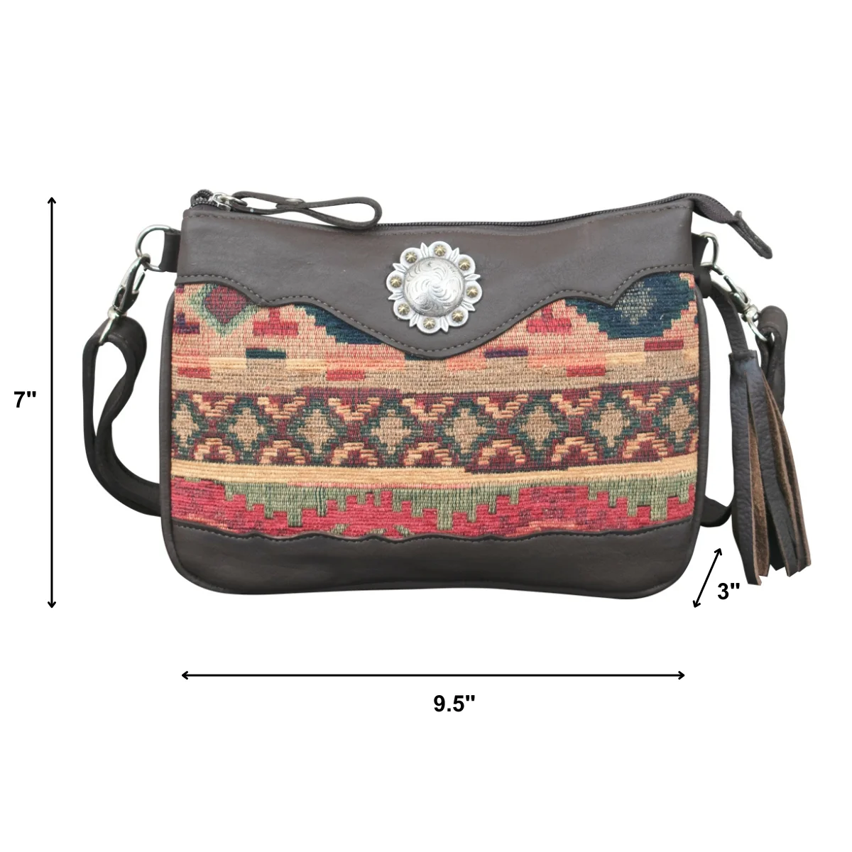 American West Santa Fe Woven Tapestry Multi-Compartment Crossbody - Image 4