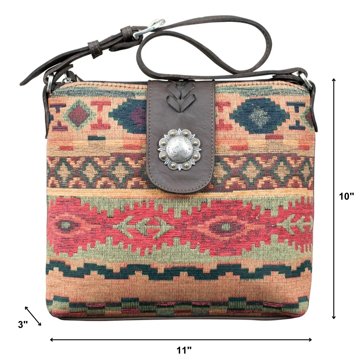 American West Santa Fe Woven Tapestry Zip-Top Shoulder Bag with Conceal Carry Pocket - Image 4