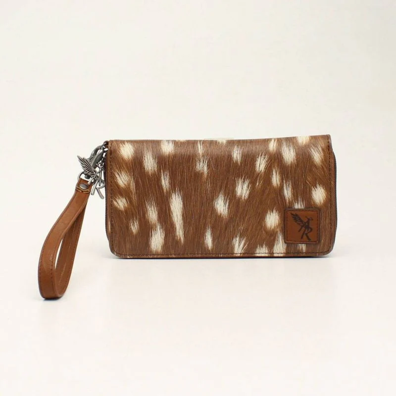 Angel Ranch Zip Deer Clutch Wallet 71/2 x 1/2 x 4