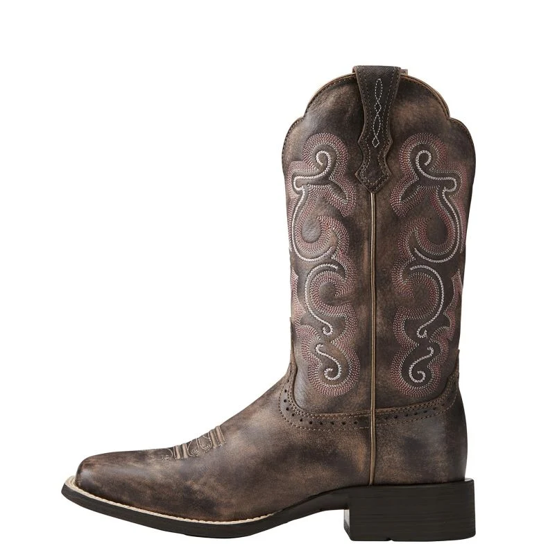 Ariat Ladies Quickdraw Sq Toe Chocolate Boots - Image 4