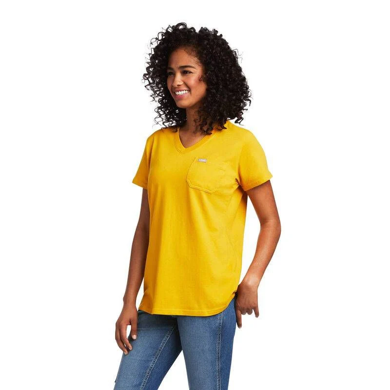 Ariat Ladies Rebar Cotton Strong V-Neck Short Slee - Image 3