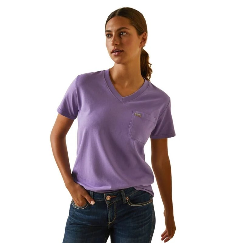 Ariat Ladies Rebar Cotton Strong V-Neck Top - Image 3