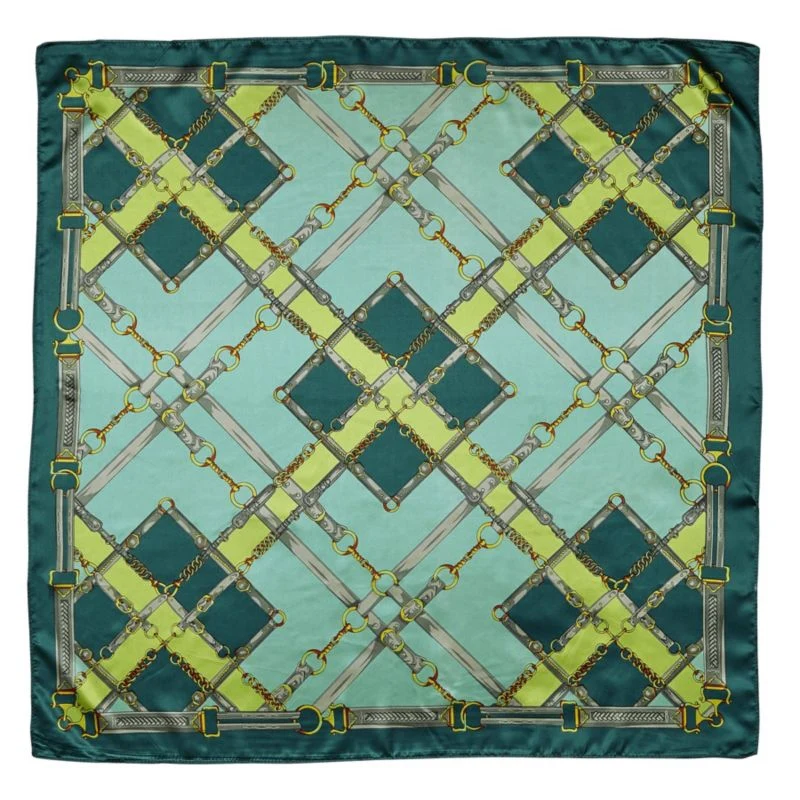 AWST Int'l Silky Plaid Snaffle Bit Scarf- Green- 3