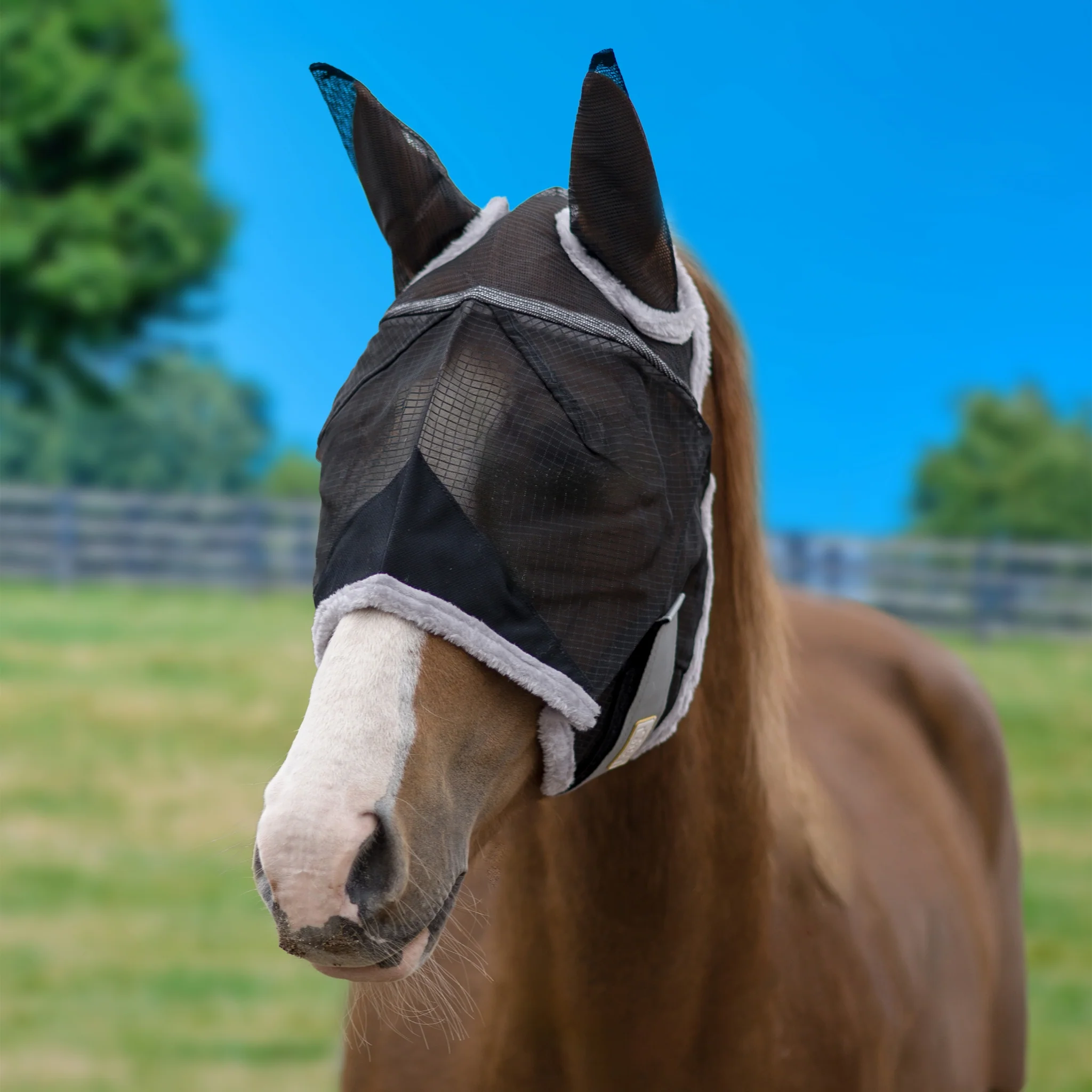 BARN & STABLE Fly Mask with Ears & Fleece Trim - Image 4