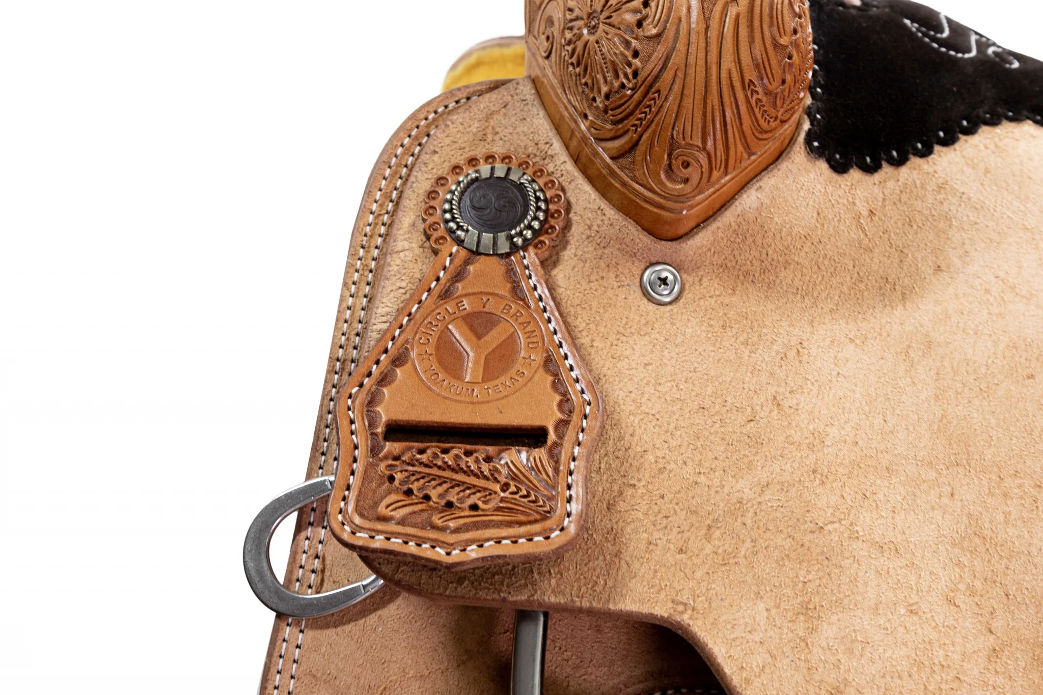 Circle Y PRCA 1/4 Tooled Team Roper Wyoming Saddle - Image 4