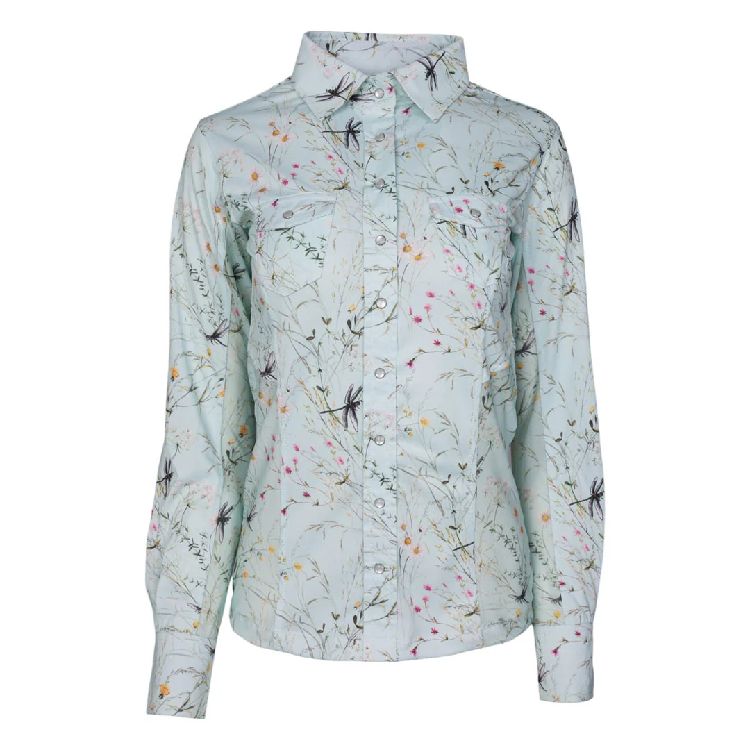 Dapplebay Ladies Dragonfly Meadow Button Down Western Shirt - Image 5