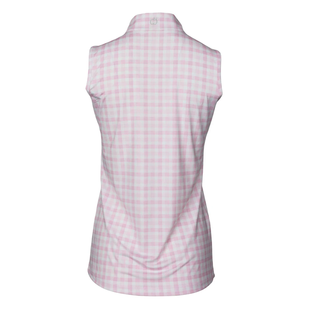 Dapplebay Ladies Gingham 1/4 Zip Sleeveless Riding Top - Image 4