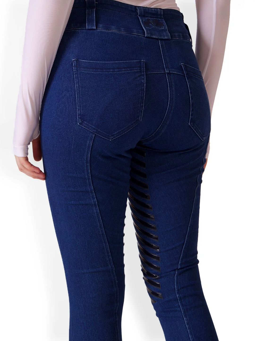 Equine Couture Ladies Denim and Diamonds Stretch Riding Breeches - Image 3