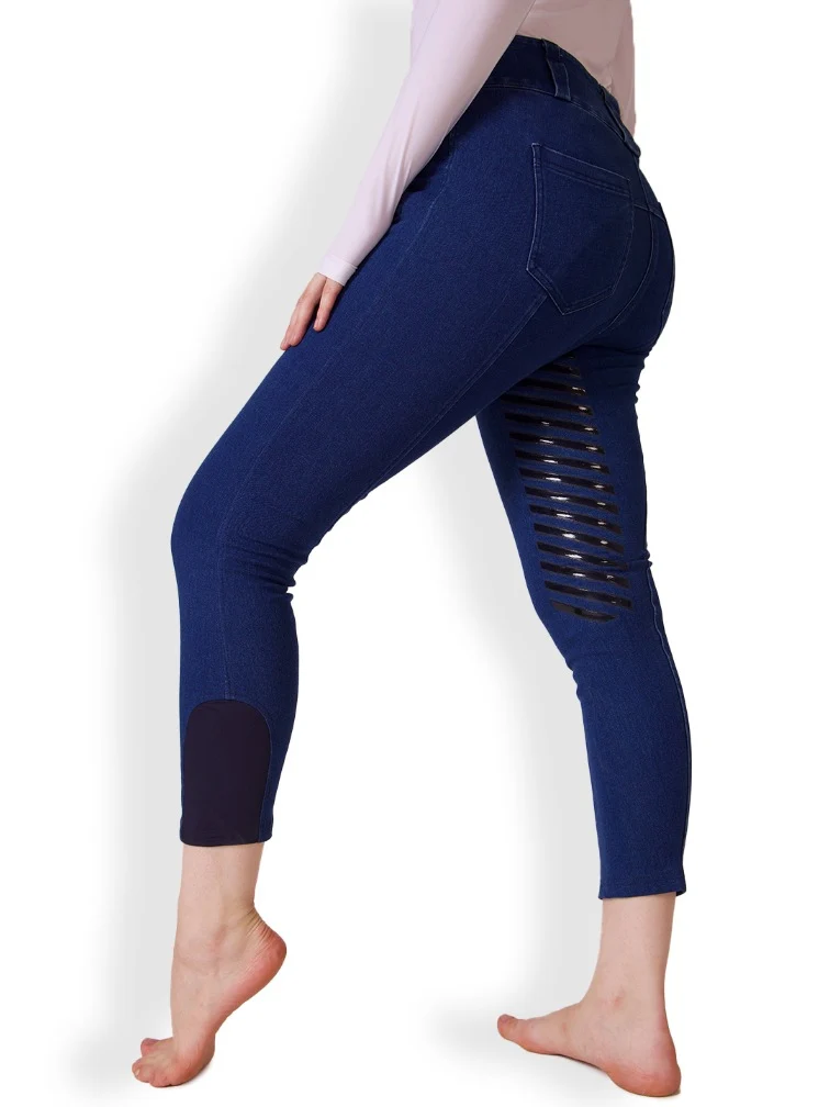 Equine Couture Ladies Denim and Diamonds Stretch Riding Breeches - Image 4