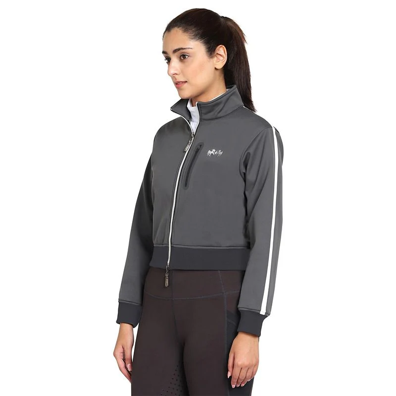 Equine Couture Ladies Cropped Jacket LG Charcoal - Image 2