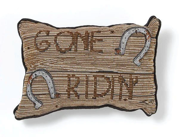 Gift Corral Gone Ridin Throw Pillow 12 x 8 Bk/Wh