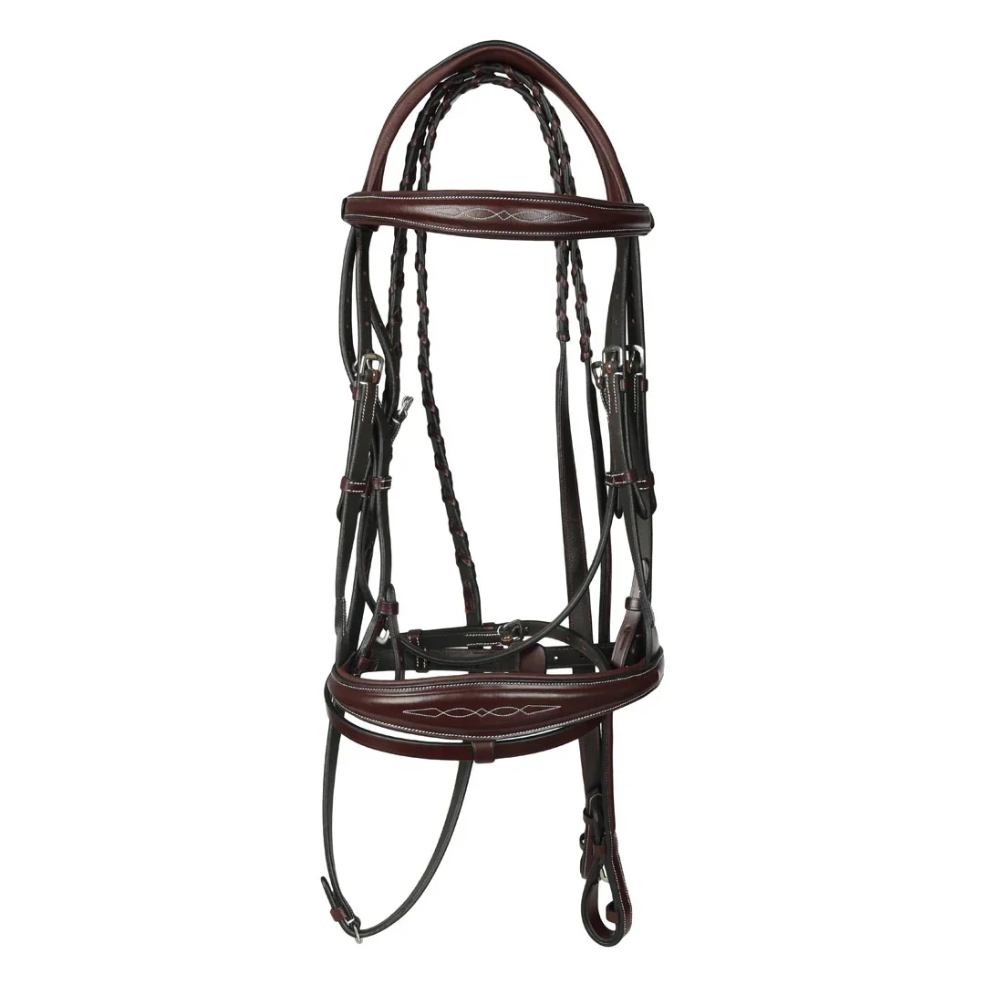 Henri de Rivel Jamaika Pro Anatomical Fancy Raised Wide Flash Noseband Bridle with Raised Laced Reins