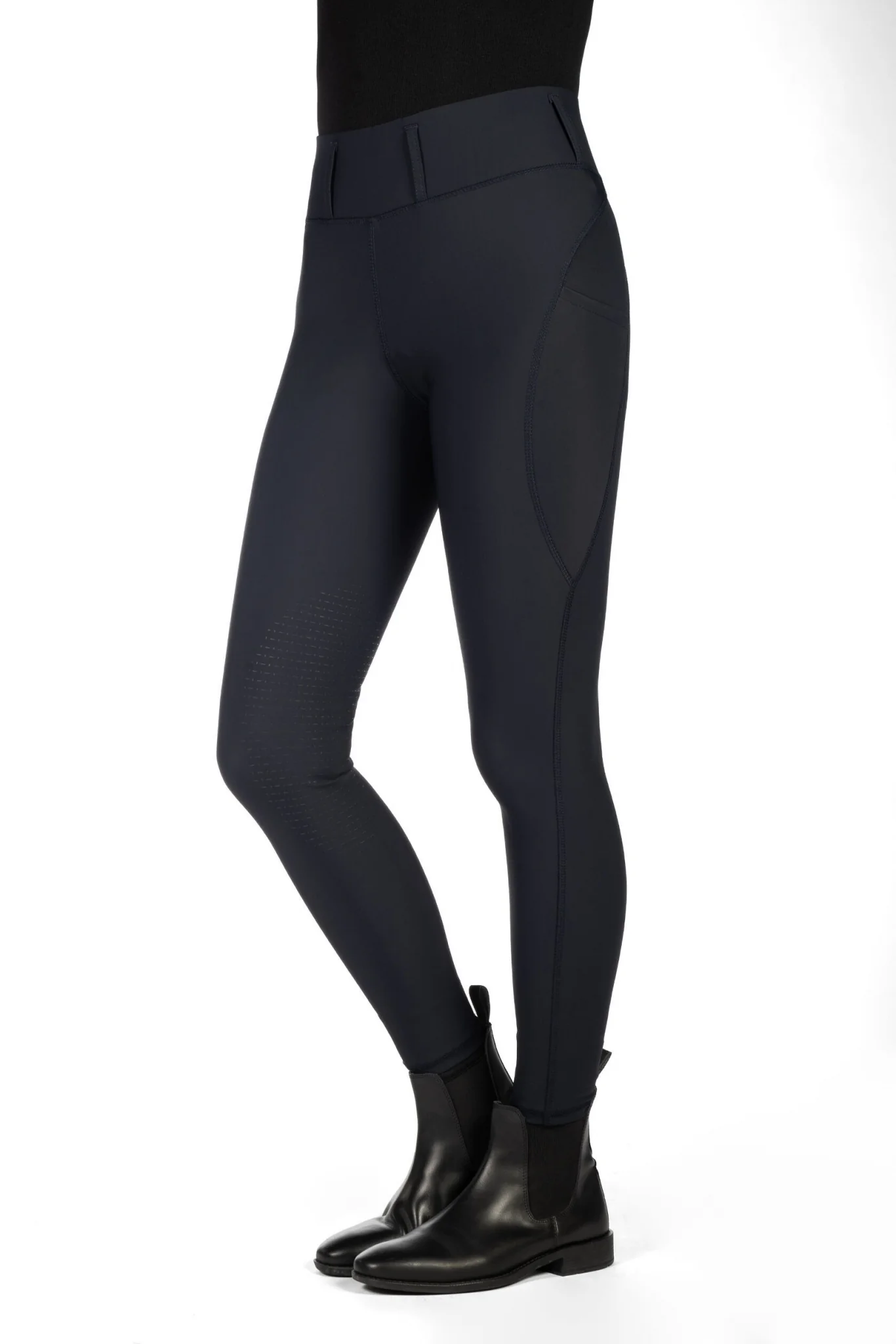 HKM Ladies Jil High Waist Sil. Knee Patch Riding Leggings - Image 12