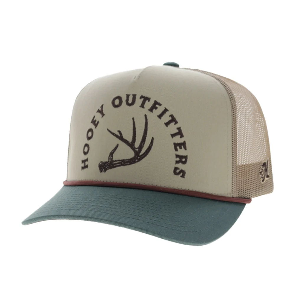 Hooey Shed 5-Panel Trucker with Brown Embroidery Logo and Green Bill