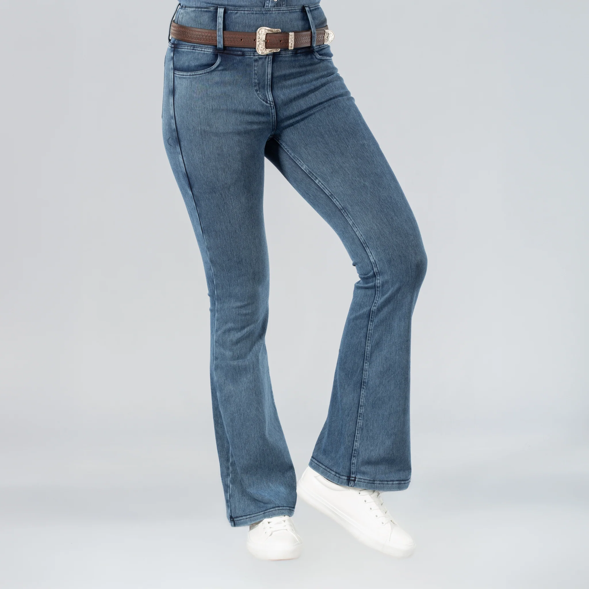 Horze Emery Ladies Western Denim-Look Bootcut Tights - Image 2