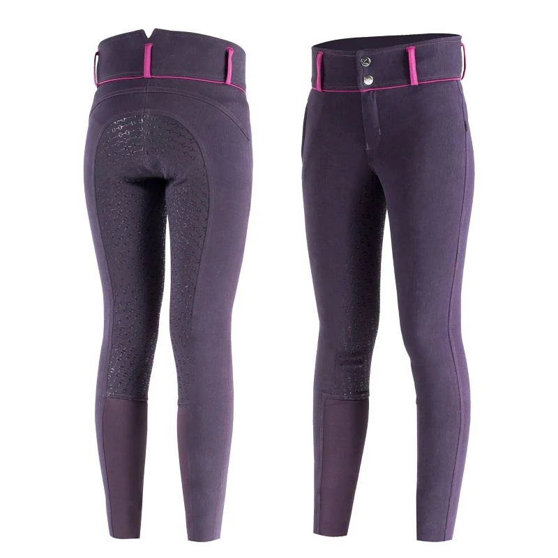Horze Kids Silicone Full Seat Breeches S Purple - Image 4