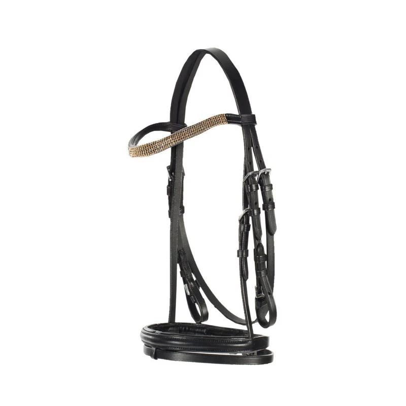 HorZe Pony Bridle Shetland Black/Gold - Image 2