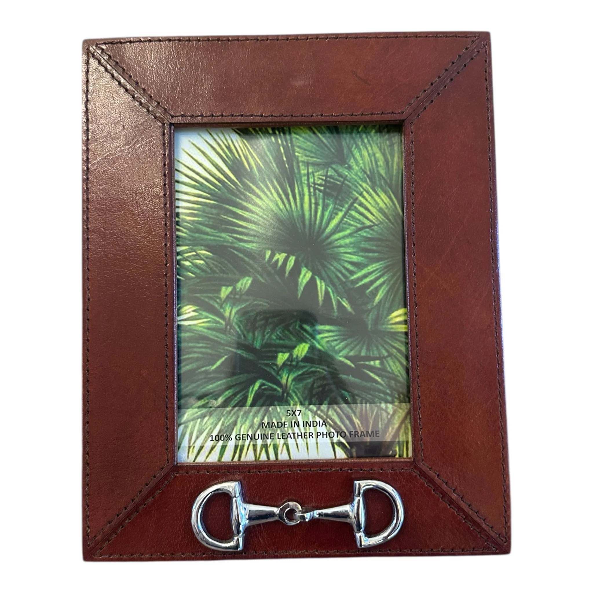 Huntley Equestrian Leather Picture Frame with Silver D Bit