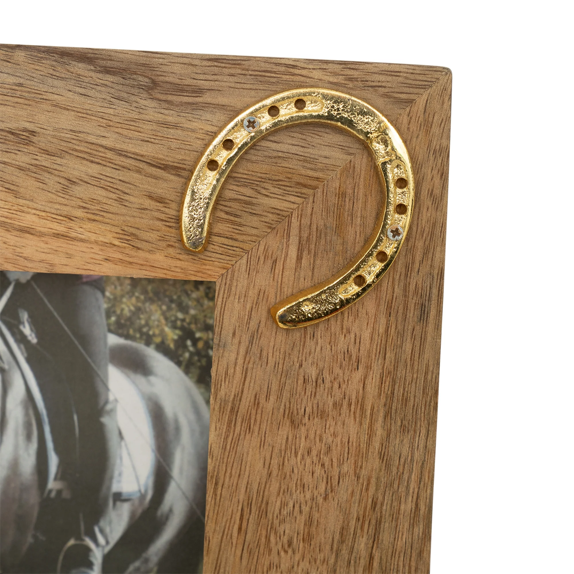 Huntley Equestrian Wooden Picture Frame with Gold Horse Shoes - Image 2