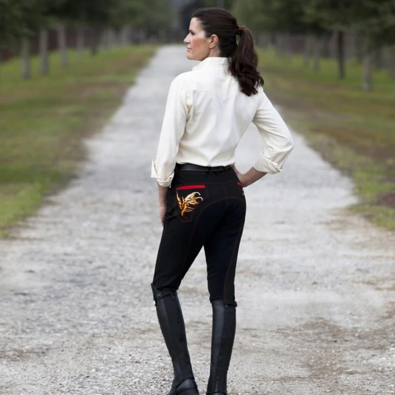 Huntley Ladies Black Knee Patch Riding Pant - Image 2