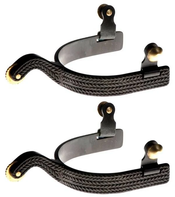 Jacks Basket Weave Roping Spurs with Embossed Bask