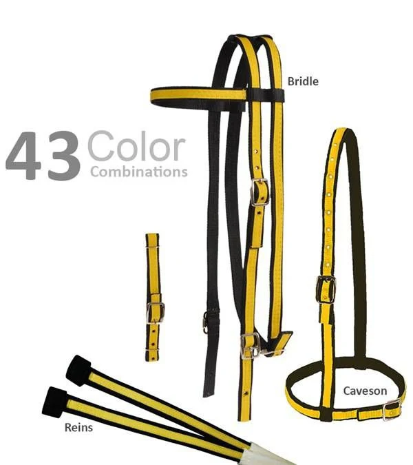 Jacks Two Tone Race Bridle Set 3/4" Black/Neon Pin - Image 20