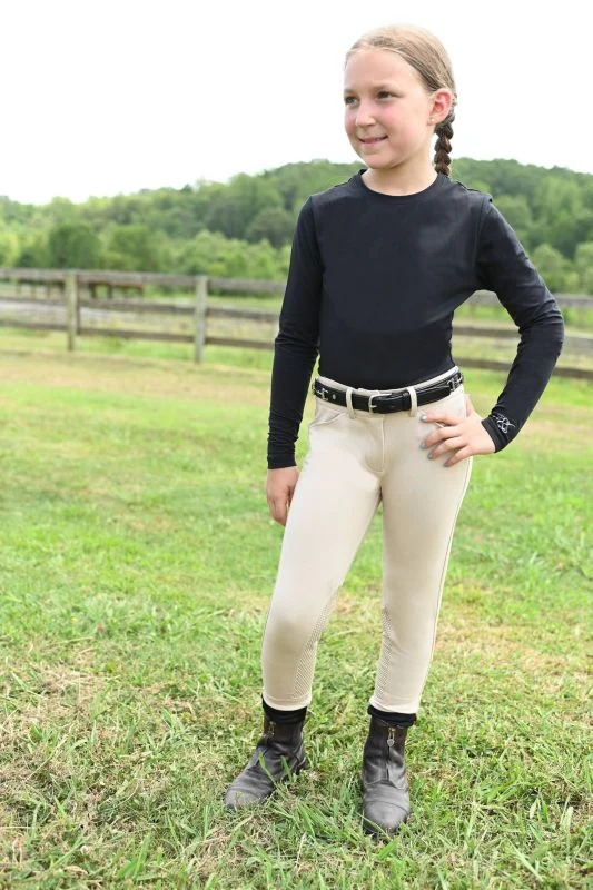 KAKI Long Sleeve Crew Neck Exercise Shirt 10 Black - Image 7