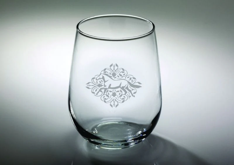Kelley Floral Etched Stemless Wine Glass