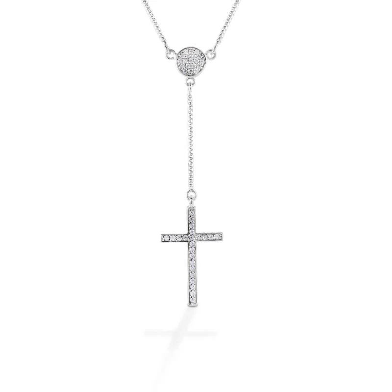 Kelly Herd Drop Cross Necklace - Sterling Silver O