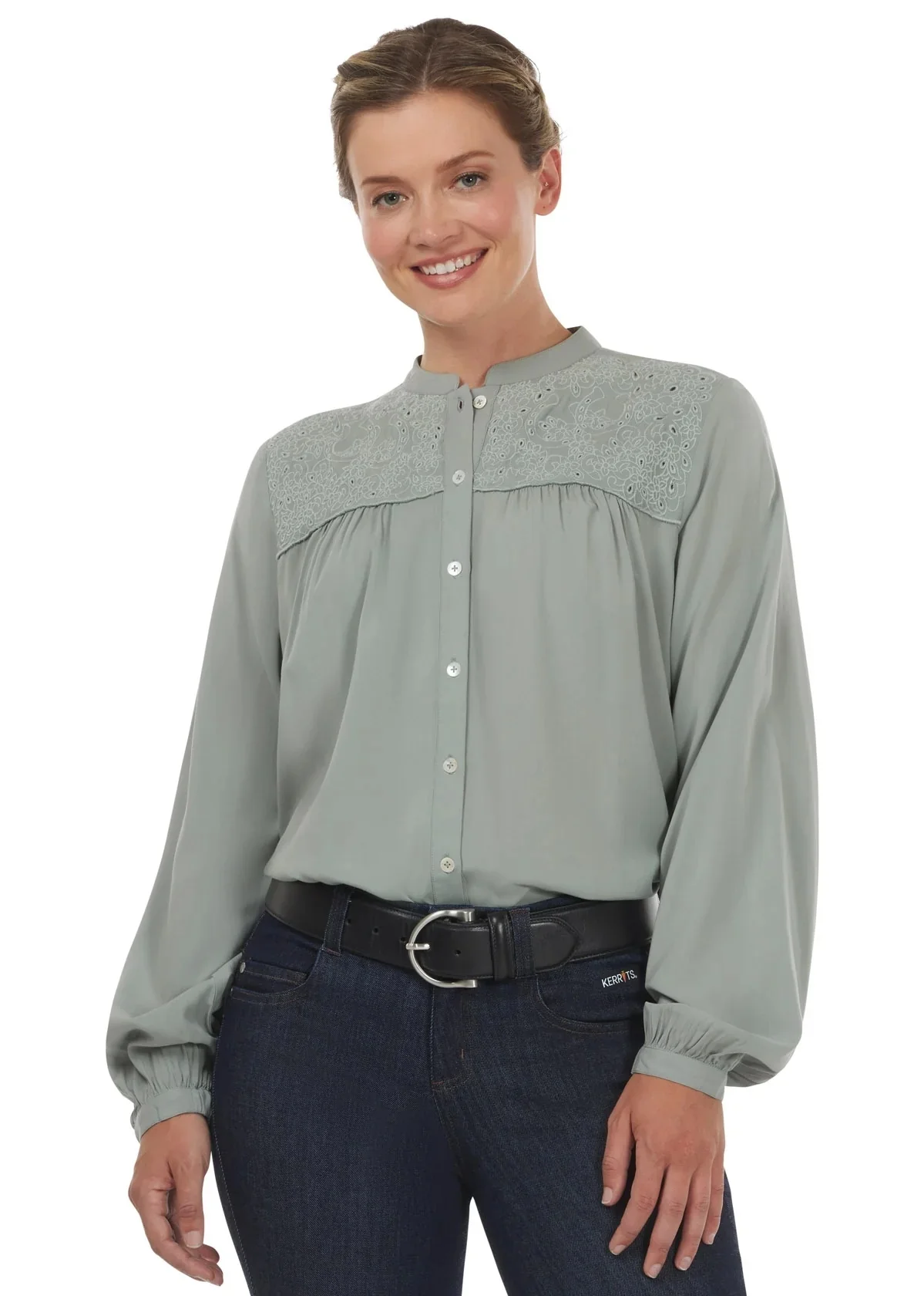 Kerrits Hollyhocks & Horseshoes Blouse - Image 3
