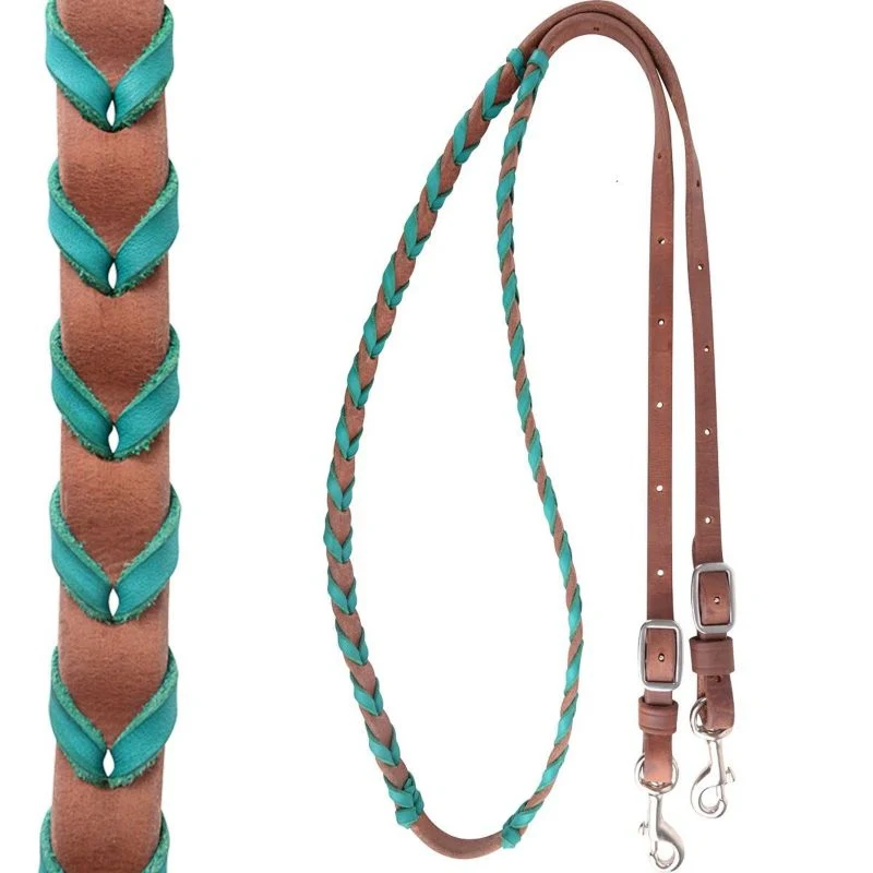 Martin 3/4 Barrel Reins With Colored Lace Brn - Image 2