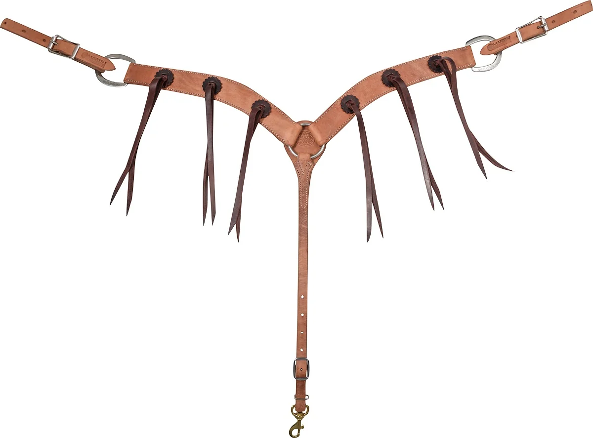 Martin Saddlery Breast Collar with Latigo Rosettes and Strings