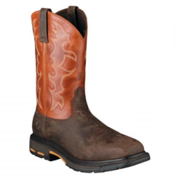 Mens Workhog Wide Sq Steel Toe Workboot 7 D Brn - Image 21