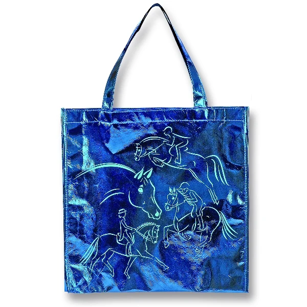 Metallic Blue Horse Tote