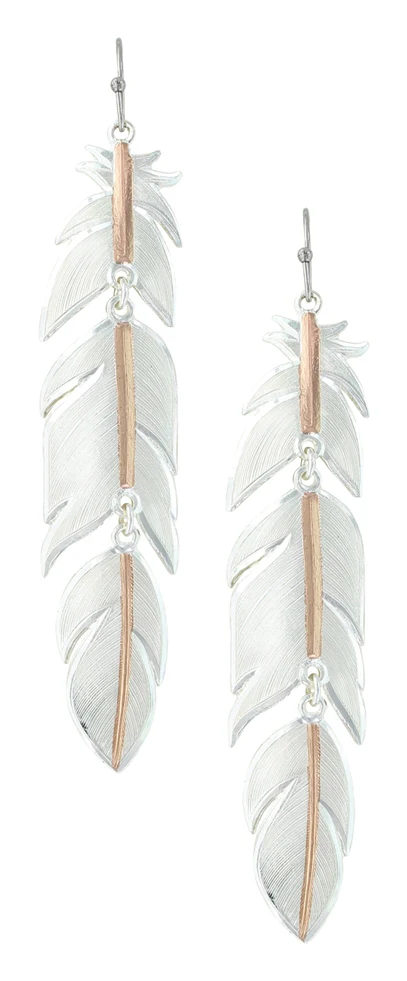 Montana Silversmiths Rose Gold Plume Feather Earrings