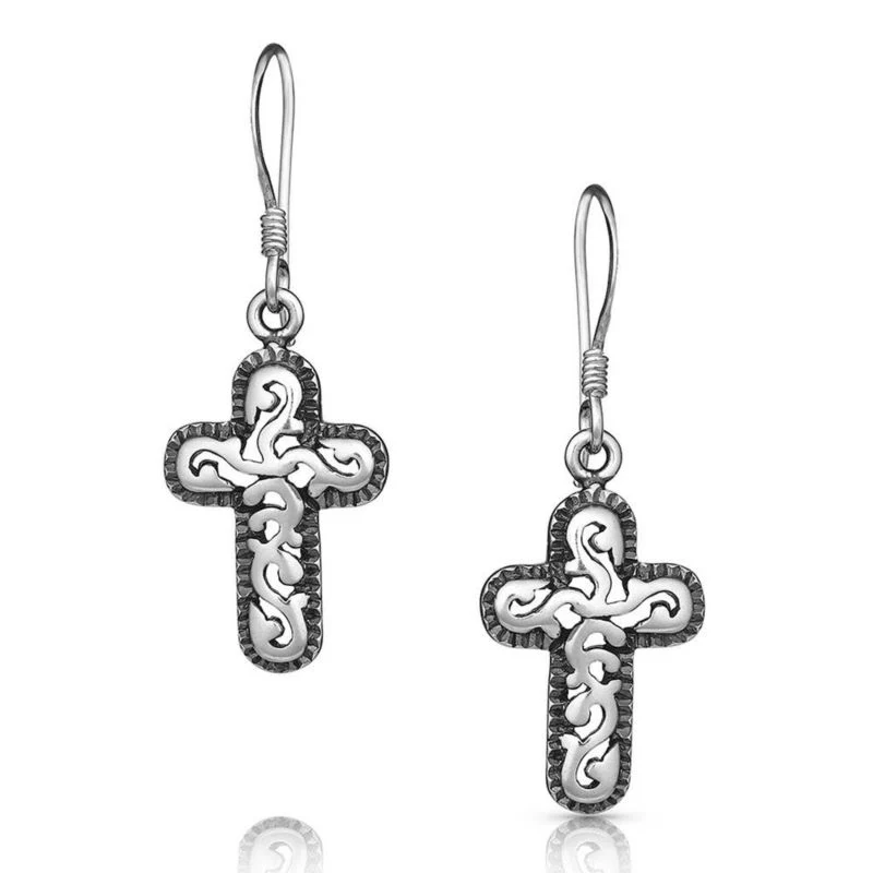 Montana Silversmiths Wrap Filigree Cross Earrings
