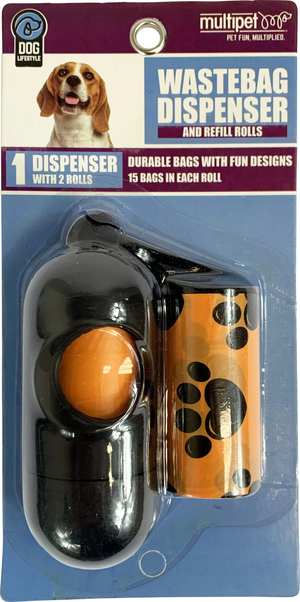 Multipet Paw Print Waste Bags 2pk with Holder