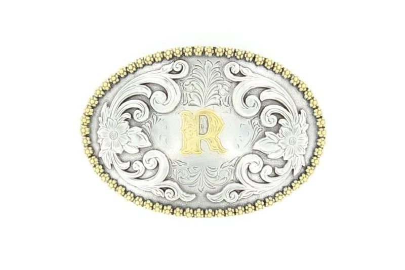 Nocona Antiqued Scroll/Inital Buckle 2.75 x 4 A