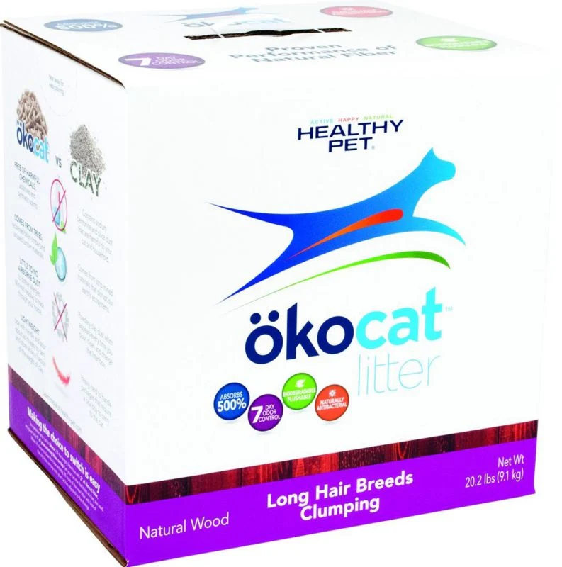 Okocat Nat Wood Cat Litter Long Hair 13.5lb - Image 2